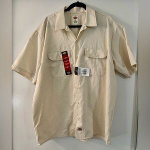 Dickies Men’s Short Sleeve Work Shirt in Ivory Size XL